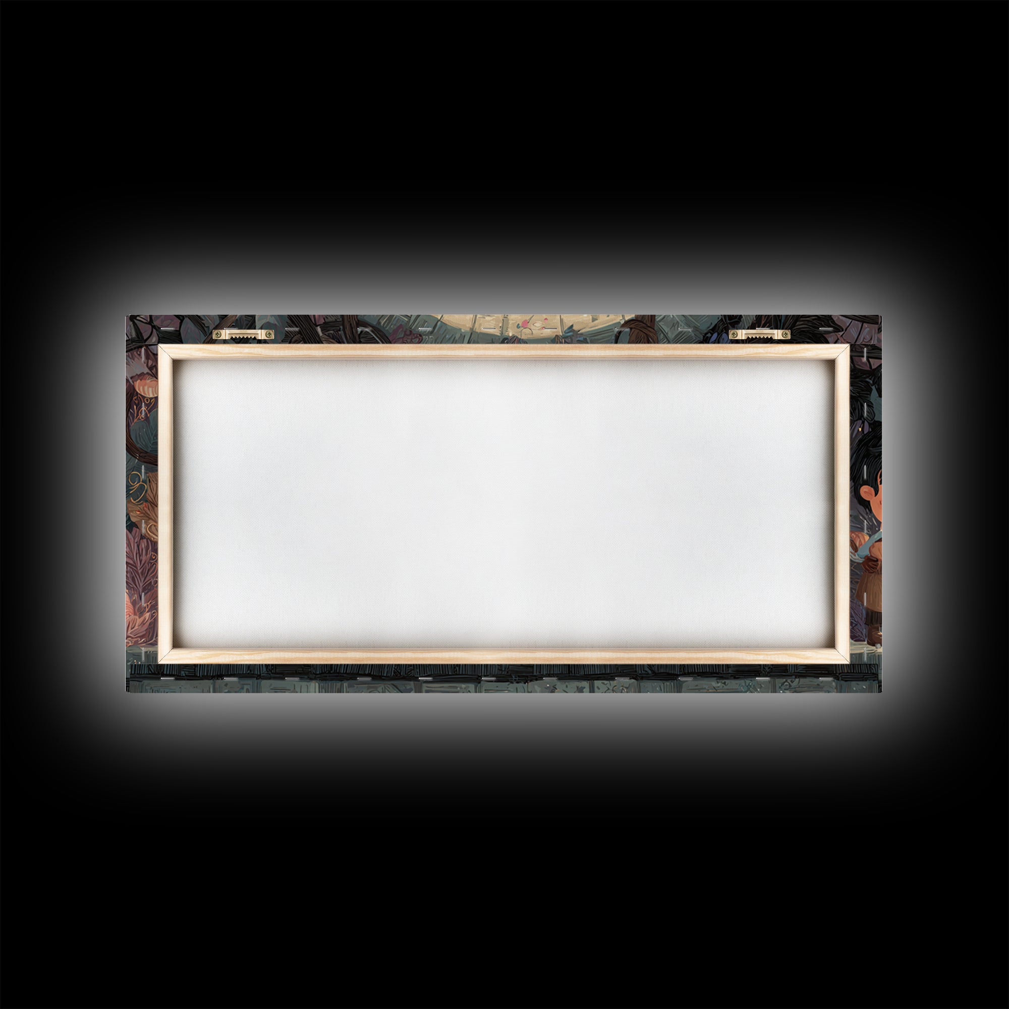 The Dreamwell Beneath Miskatonic, Kawaii Halloween Art, Wide Panoramic Art, Framed Canvas Print, Cute Halloween Wall Art