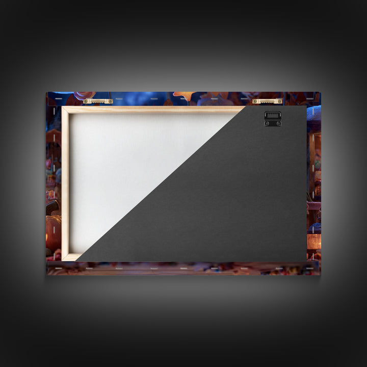 The Magical Costume Workshop, Clay Halloween Art, Landscape Wall Art, Framed Canvas Print, Cute Halloween Wall Art