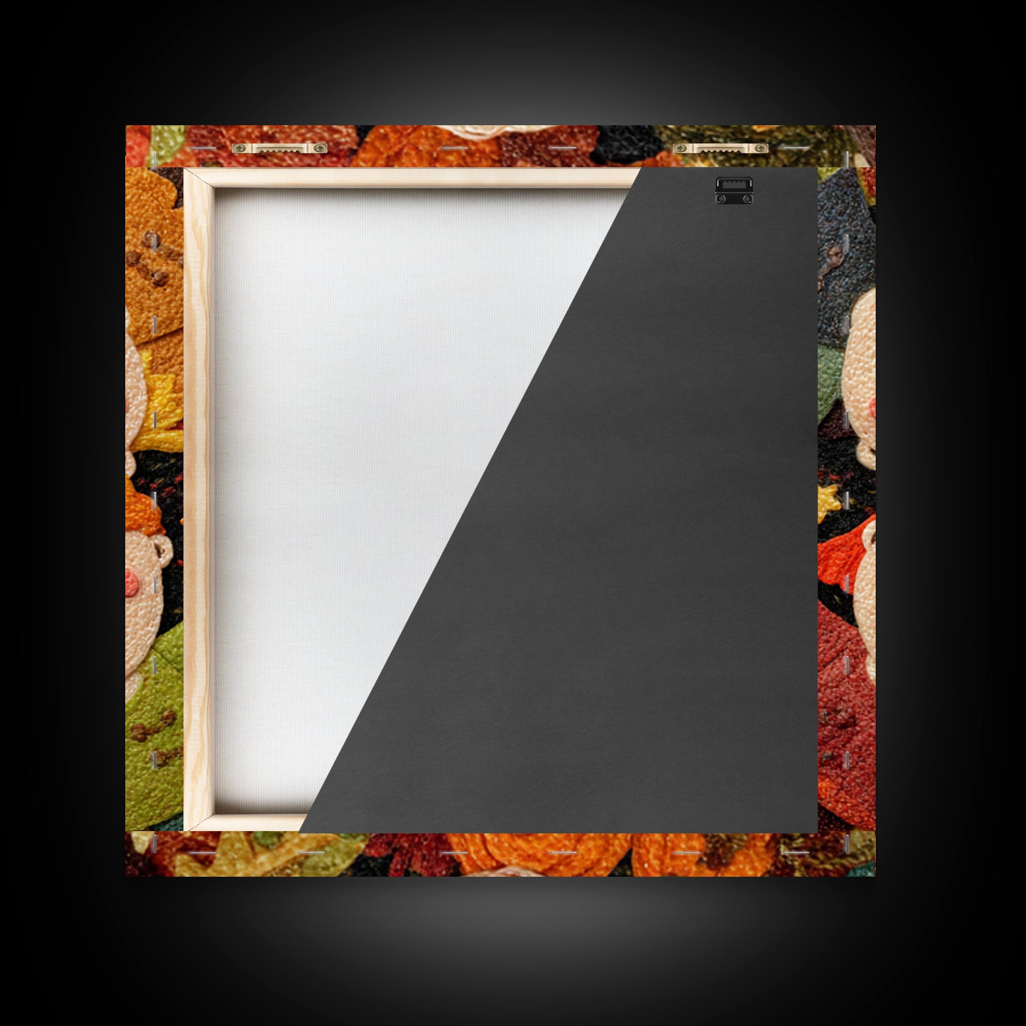 The Dancing Autumn Leaves, Felt Halloween Art, Square Wall Art, Canvas Print, Cute Halloween Wall Art