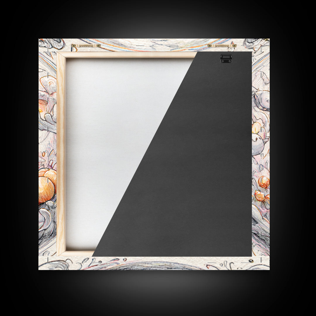 The Oracle Of The Glass Depths, Hand Sketch Halloween Art, Square Wall Art, Canvas Print, Cute Halloween Wall Art