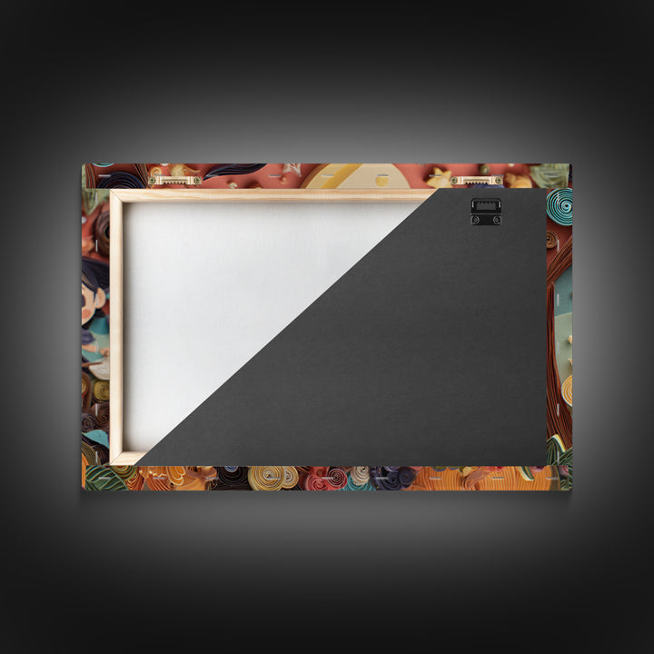 The Cupcake Cauldron Class, Quilled Halloween Art, Landscape Wall Art, Framed Canvas Print, Cute Halloween Wall Art