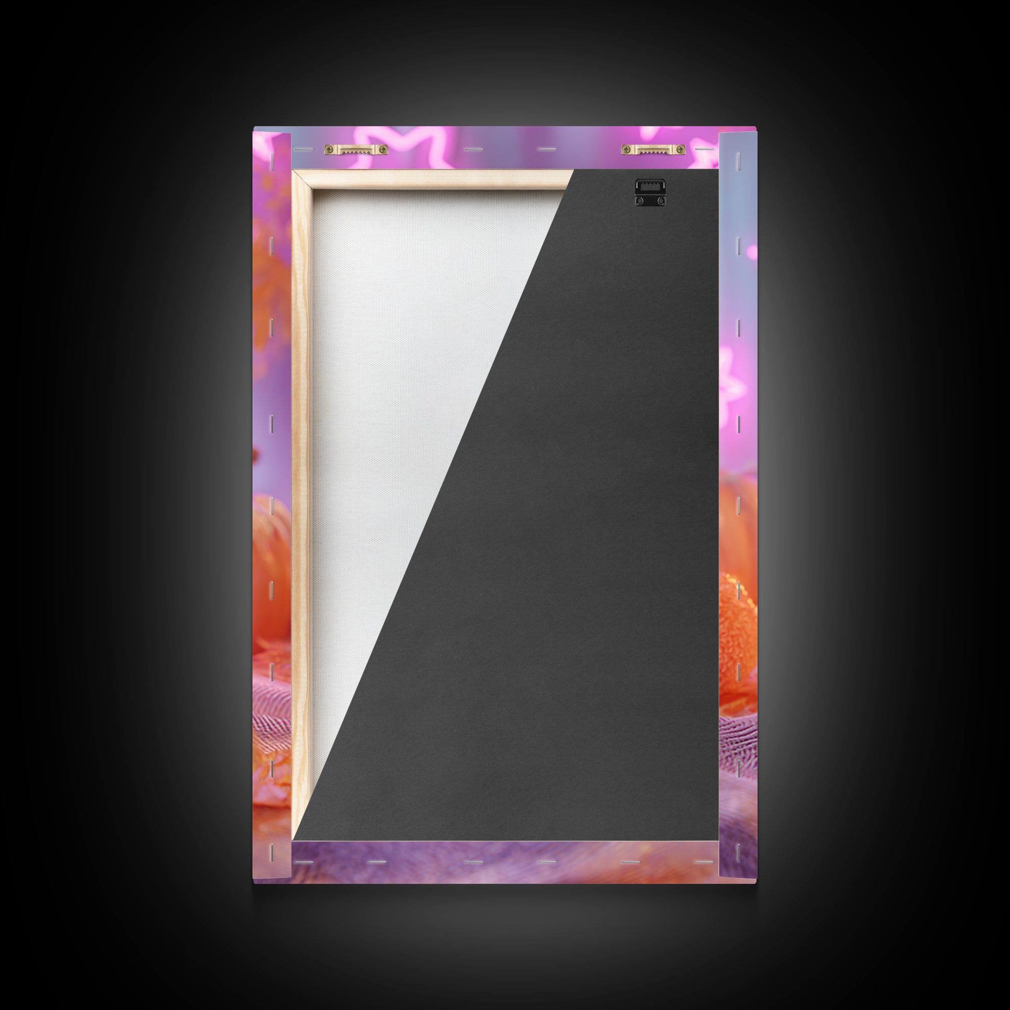 The Marshmallow Ghost, Vaporwave Halloween Decor, Vertical Wall Art, Framed Canvas Print, Retro Halloween Decor, Neon Wall Art