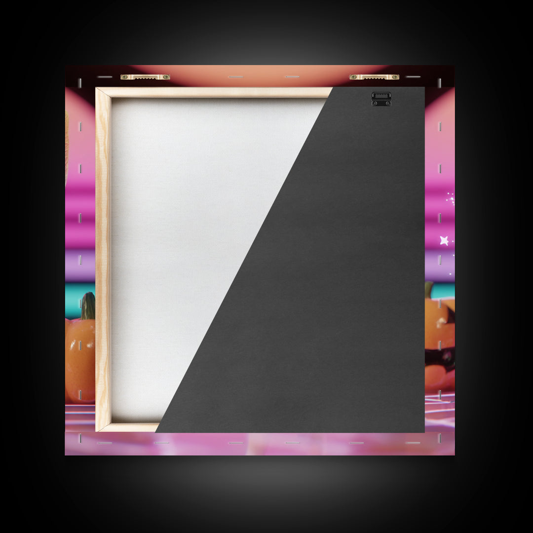 The Candy Corn Fairy, Vaporwave Halloween Decor, Square Wall Art, Canvas Print, Retro Halloween Decor, Neon Wall Art, Halloween Wall Art