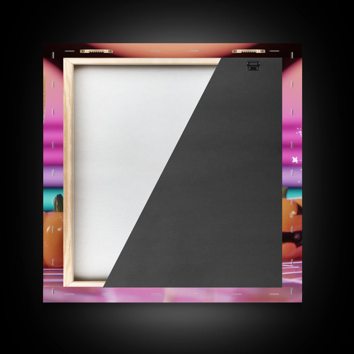 The Candy Corn Fairy, Vaporwave Halloween Decor, Square Wall Art, Canvas Print, Retro Halloween Decor, Neon Wall Art, Halloween Wall Art