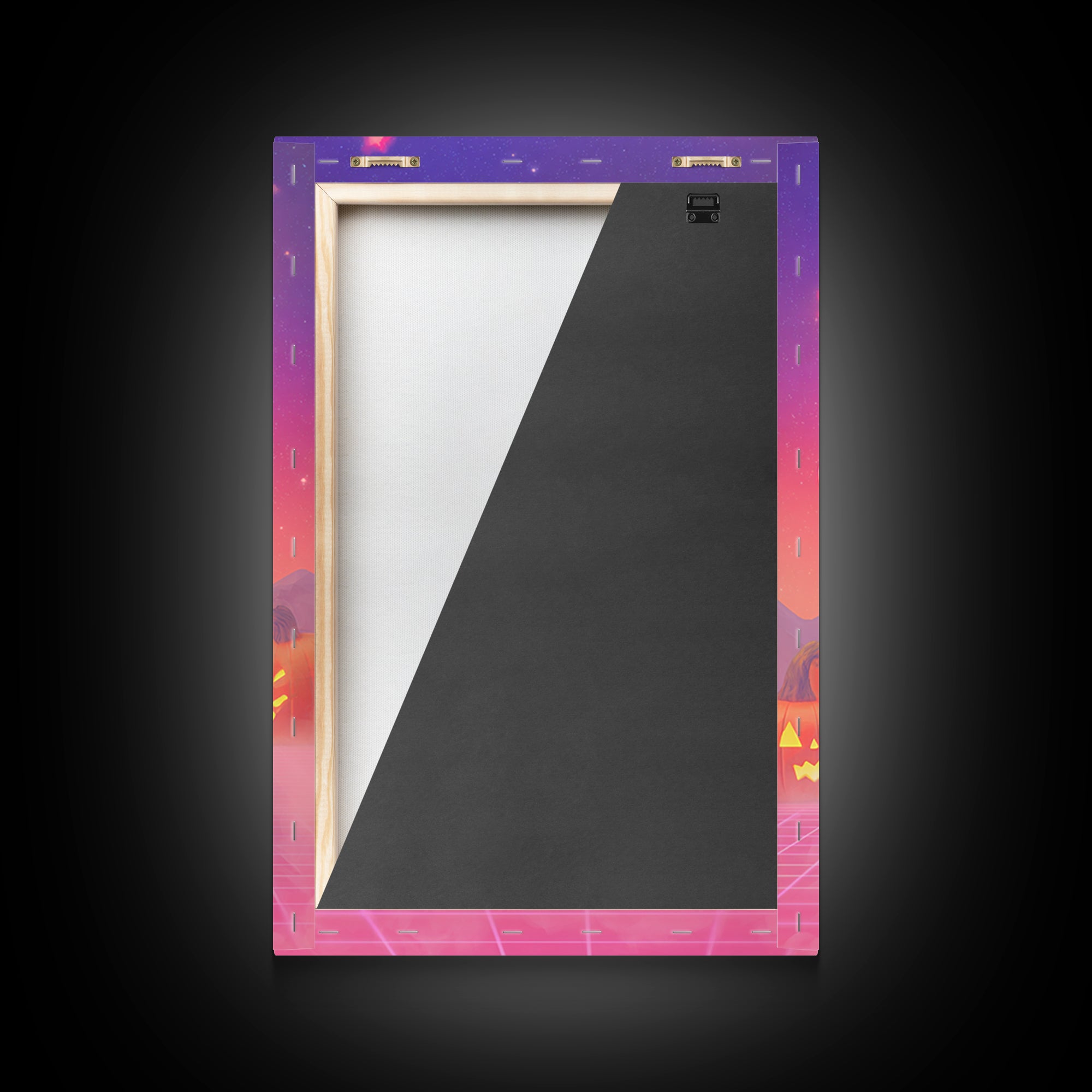 The Rainbow Monster, Vaporwave Halloween Decor, Vertical Wall Art, Canvas Print, Retro Halloween Decor, Neon Wall Art, Dark Fantasy Art
