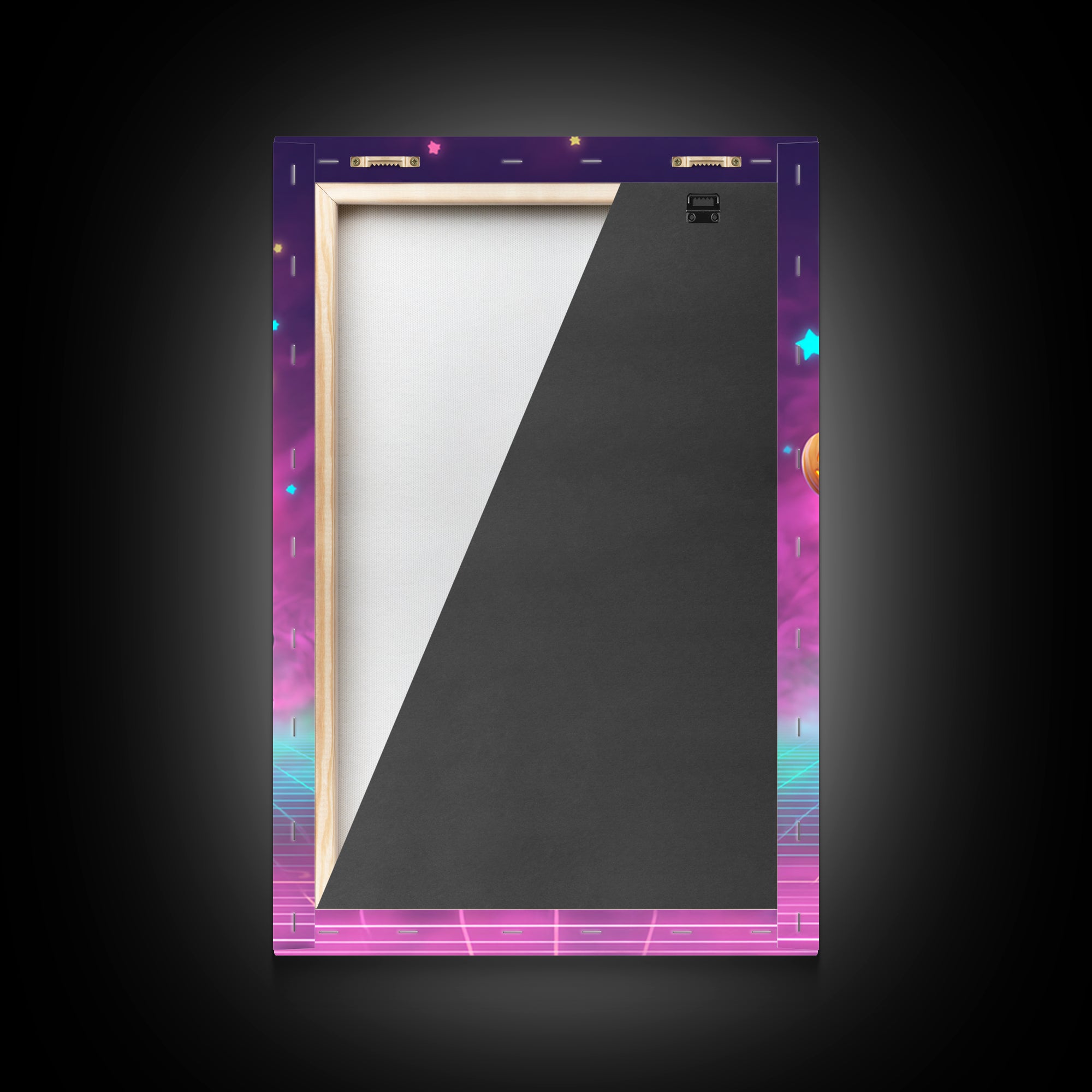 The Llama Mummy, Cute Spooky Neon Art, Vertical Wall Art, Framed Canvas Print, Retro Halloween Decor, Neon Wall Art, Macabre Wall Art
