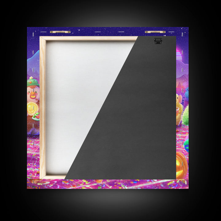 The Penguin Monster, Vaporwave Halloween Decor, Square Wall Art, Canvas Print, Retro Halloween Decor, Neon Wall Art, Gothic Home Decor