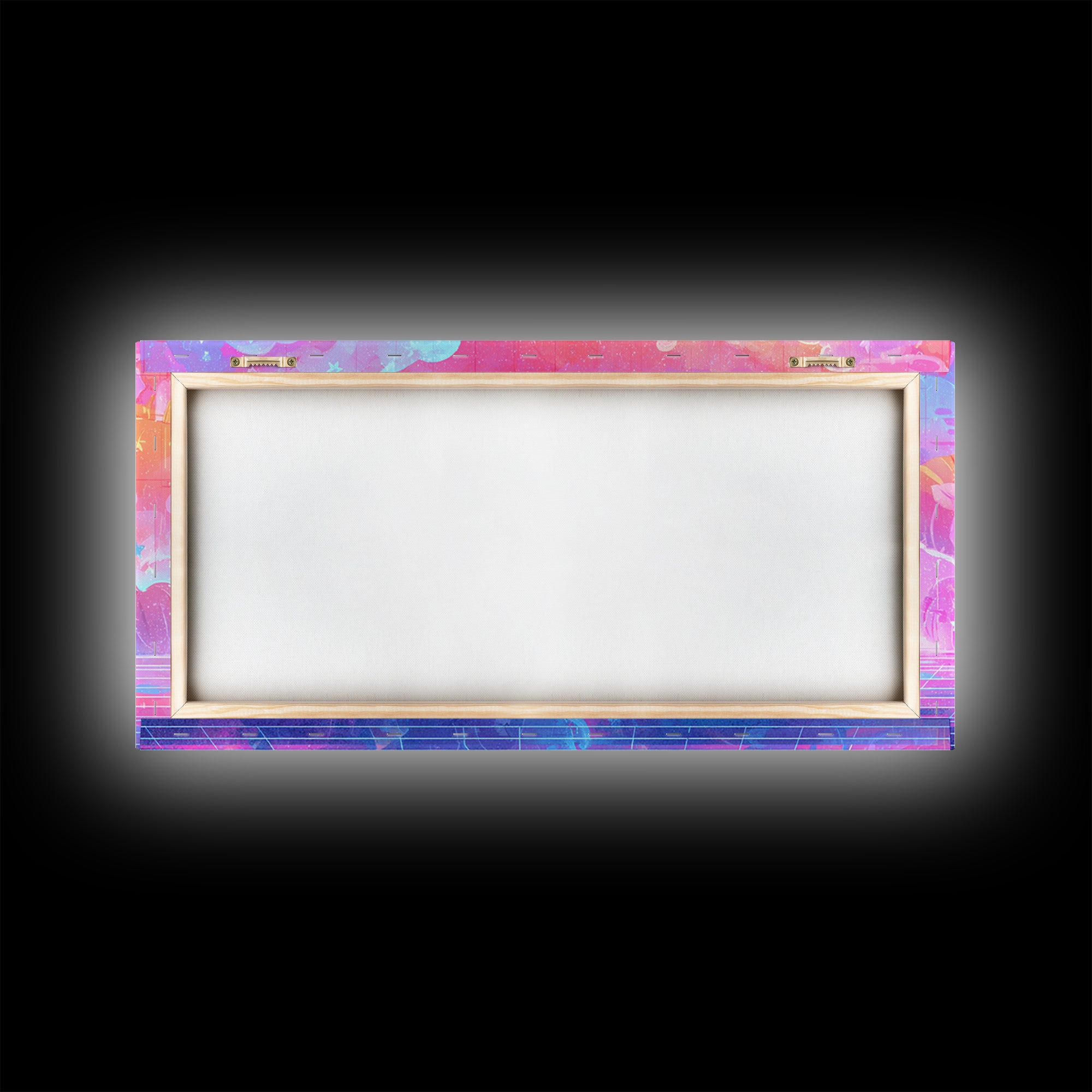 The Stardust Apprentice, Vaporwave Halloween Decor, Wide Panoramic Art, Canvas Print, Retro Halloween Decor, Neon Wall Art