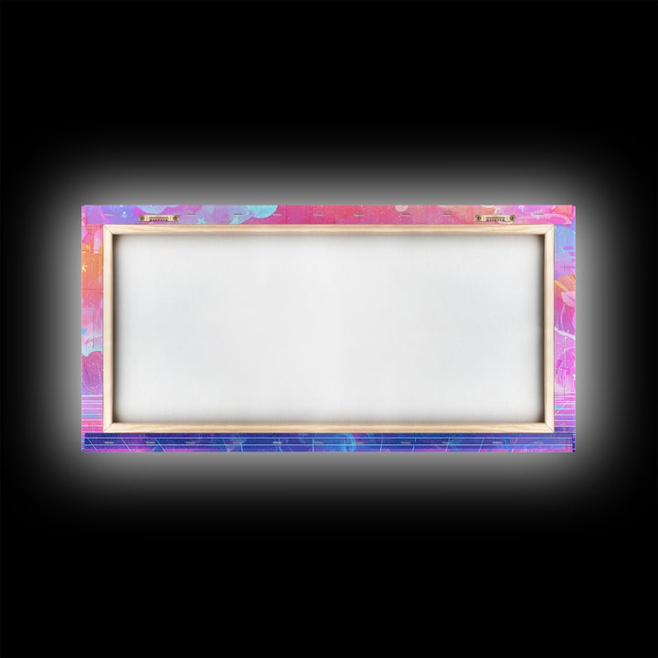 The Stardust Apprentice, Vaporwave Halloween Decor, Wide Panoramic Art, Canvas Print, Retro Halloween Decor, Neon Wall Art