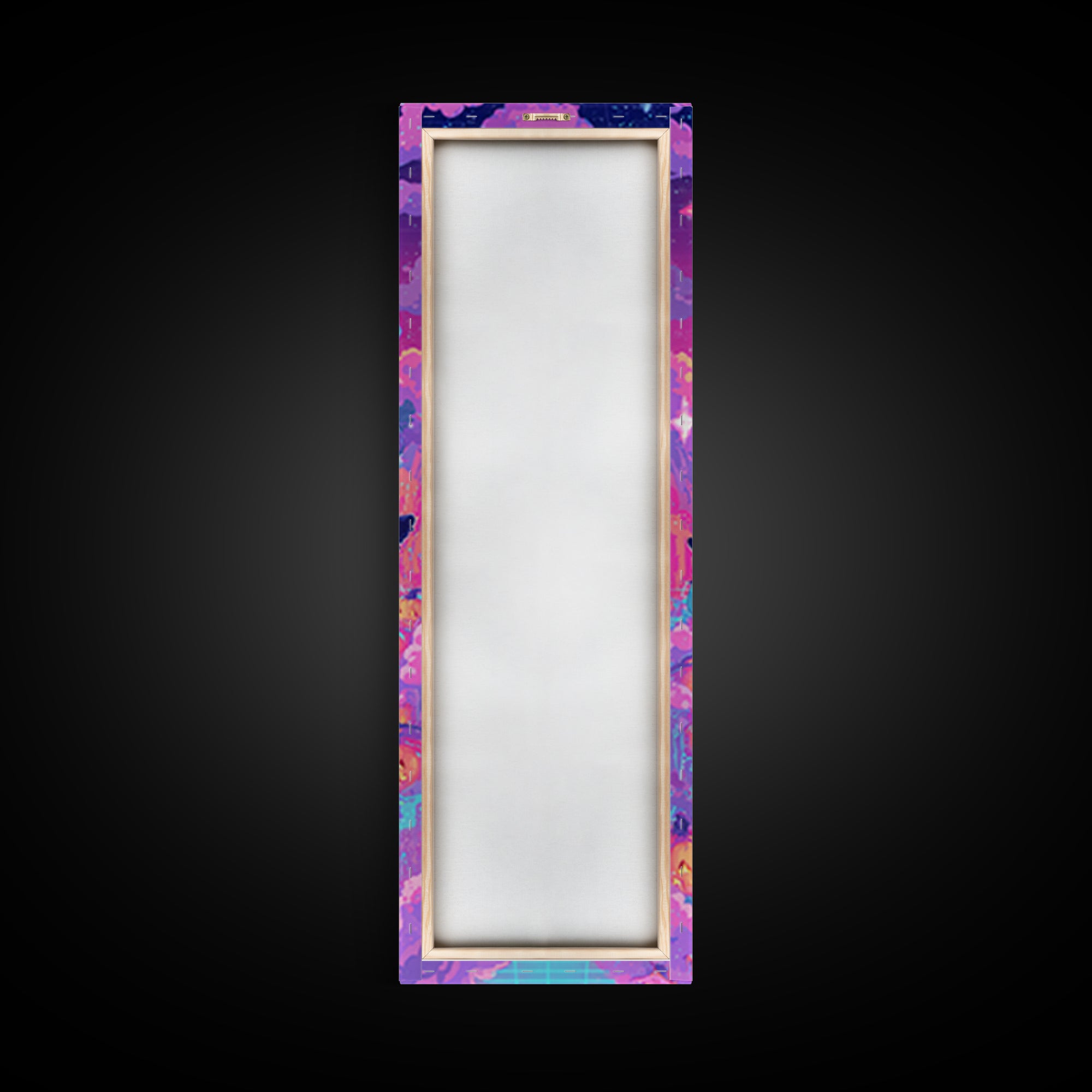 The Friendly Familiar Club, Vaporwave Halloween Decor, Tall Narrow Wall Art, Canvas Print, Retro Halloween Decor, Neon Wall Art