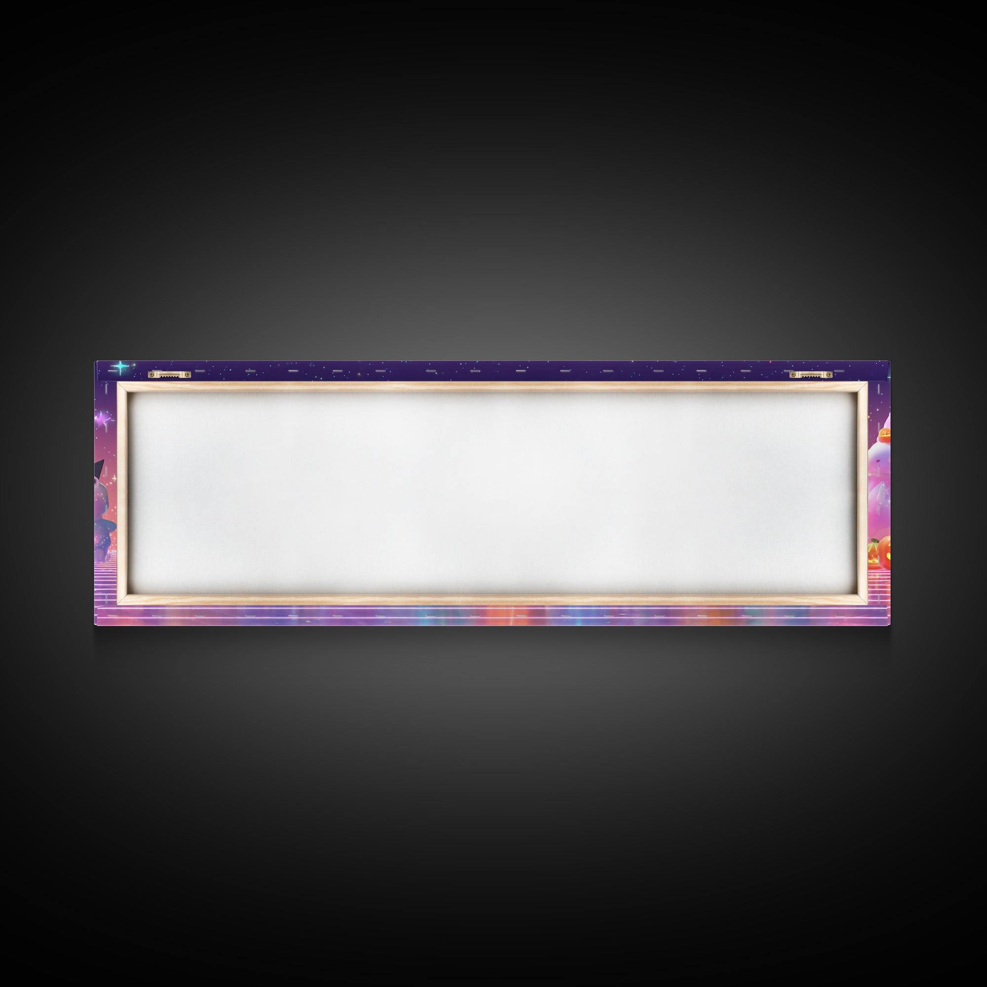 The Costume-Changing Wand, Vaporwave Halloween Decor, Extra Wide Wall Art, Canvas Print, Retro Halloween Decor, Neon Wall Art