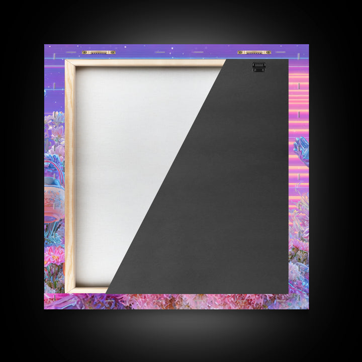 The Moon Garden Witch, Vaporwave Halloween Decor, Square Wall Art, Canvas Print, Retro Halloween Decor, Neon Wall Art, Halloween Wall Art