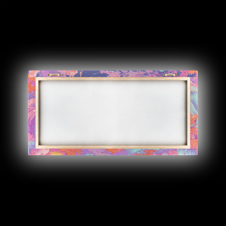 The Enchanted Costume Closet, Vaporwave Halloween Decor, Wide Panoramic Art, Canvas Print, Retro Halloween Decor, Neon Wall Art