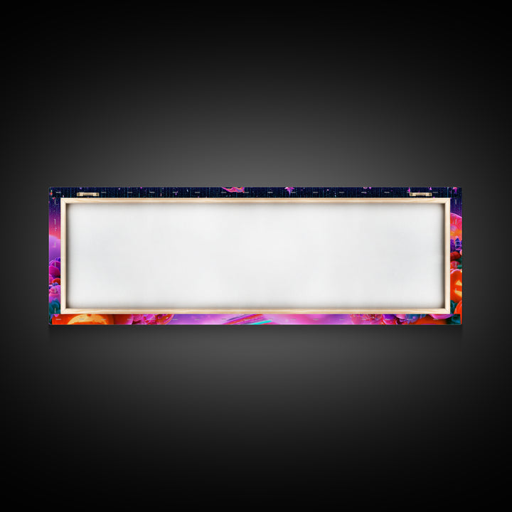 The Candy Castle, Vaporwave Halloween Decor, Extra Wide Wall Art, Canvas Print, Retro Halloween Decor, Neon Wall Art, Spooky Wall Decor