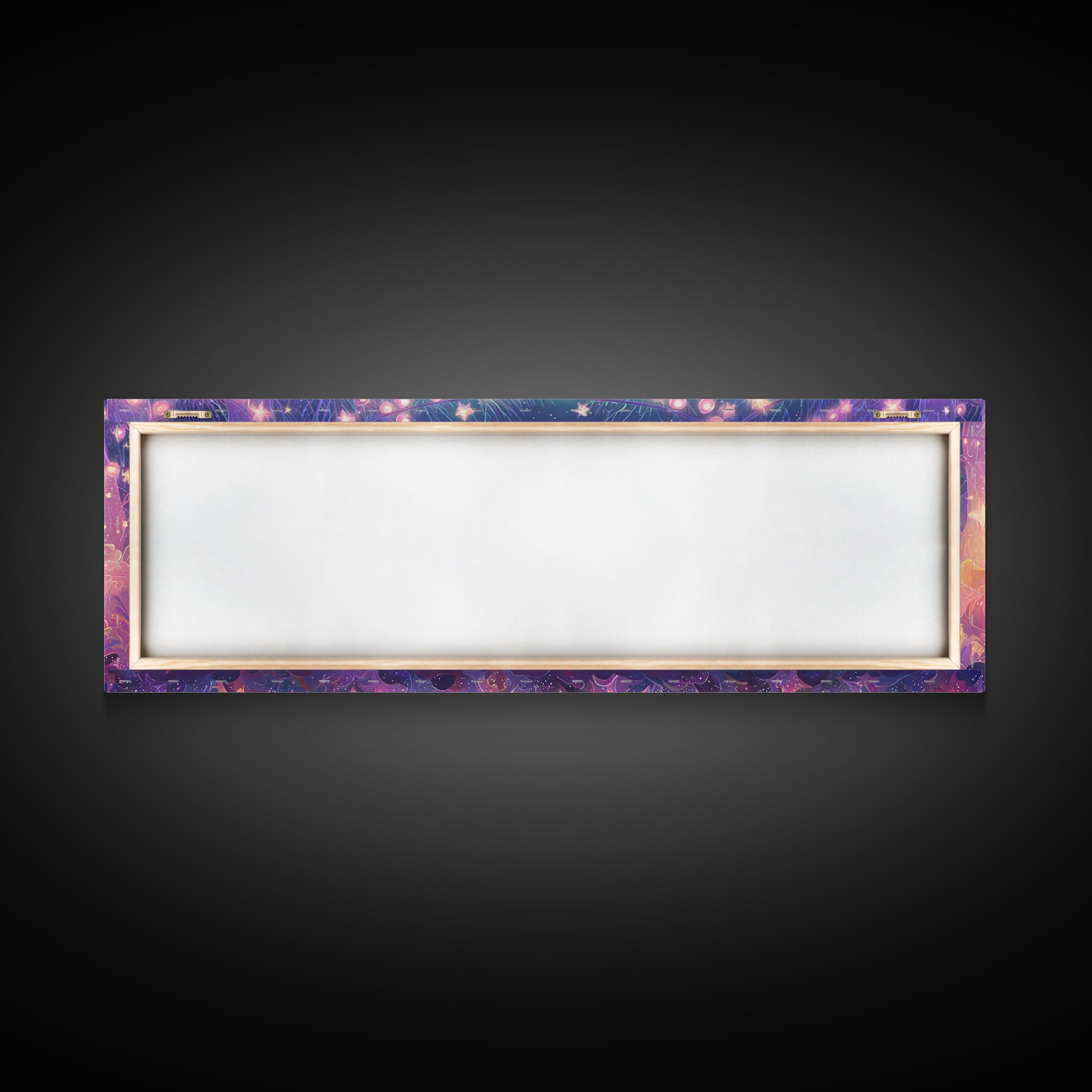 The Starry Pumpkin Farm, Vaporwave Halloween Decor, Extra Wide Wall Art, Framed Canvas Print, Retro Halloween Decor, Neon Wall Art