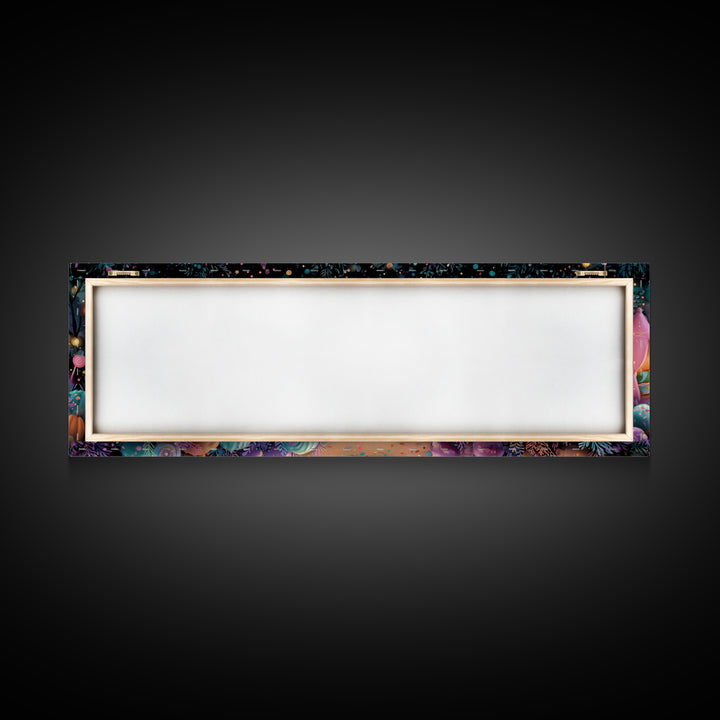 The Pumpkin Campout, Vaporwave Halloween Decor, Extra Wide Wall Art, Canvas Print, Retro Halloween Decor, Neon Wall Art, Statement Wall Art
