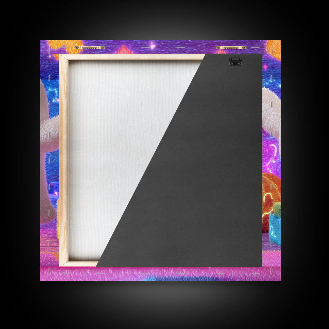 The Ghost Daycare, 80s Halloween Wall Art, Square Wall Art, Framed Canvas Print, Retro Halloween Decor, Neon Wall Art, Horror Wall Art