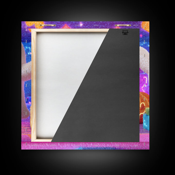 The Ghost Daycare, 80s Halloween Wall Art, Square Wall Art, Framed Canvas Print, Retro Halloween Decor, Neon Wall Art, Horror Wall Art