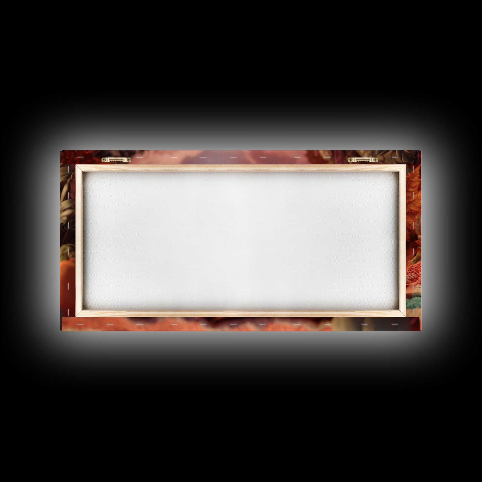 The Monster Under The Bed Tea Party, Vaporwave Halloween Decor, Wide Panoramic Art, Framed Canvas Print, Retro Halloween Decor