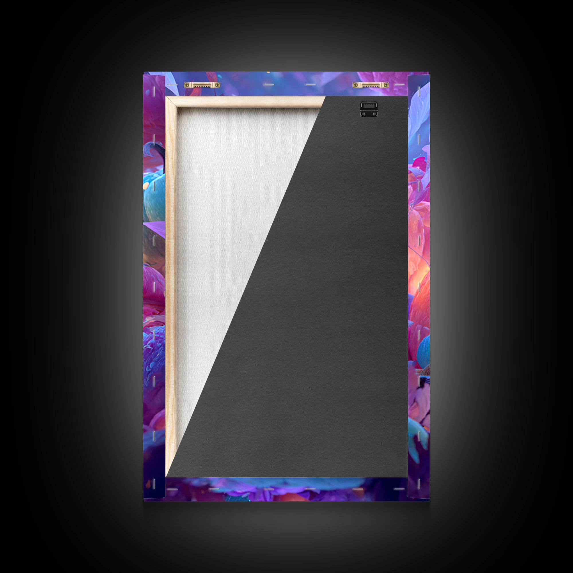 The Monster Hide-And-Seek Game, Synthwave Halloween Art, Vertical Wall Art, Canvas Print, Retro Halloween Decor, Neon Wall Art