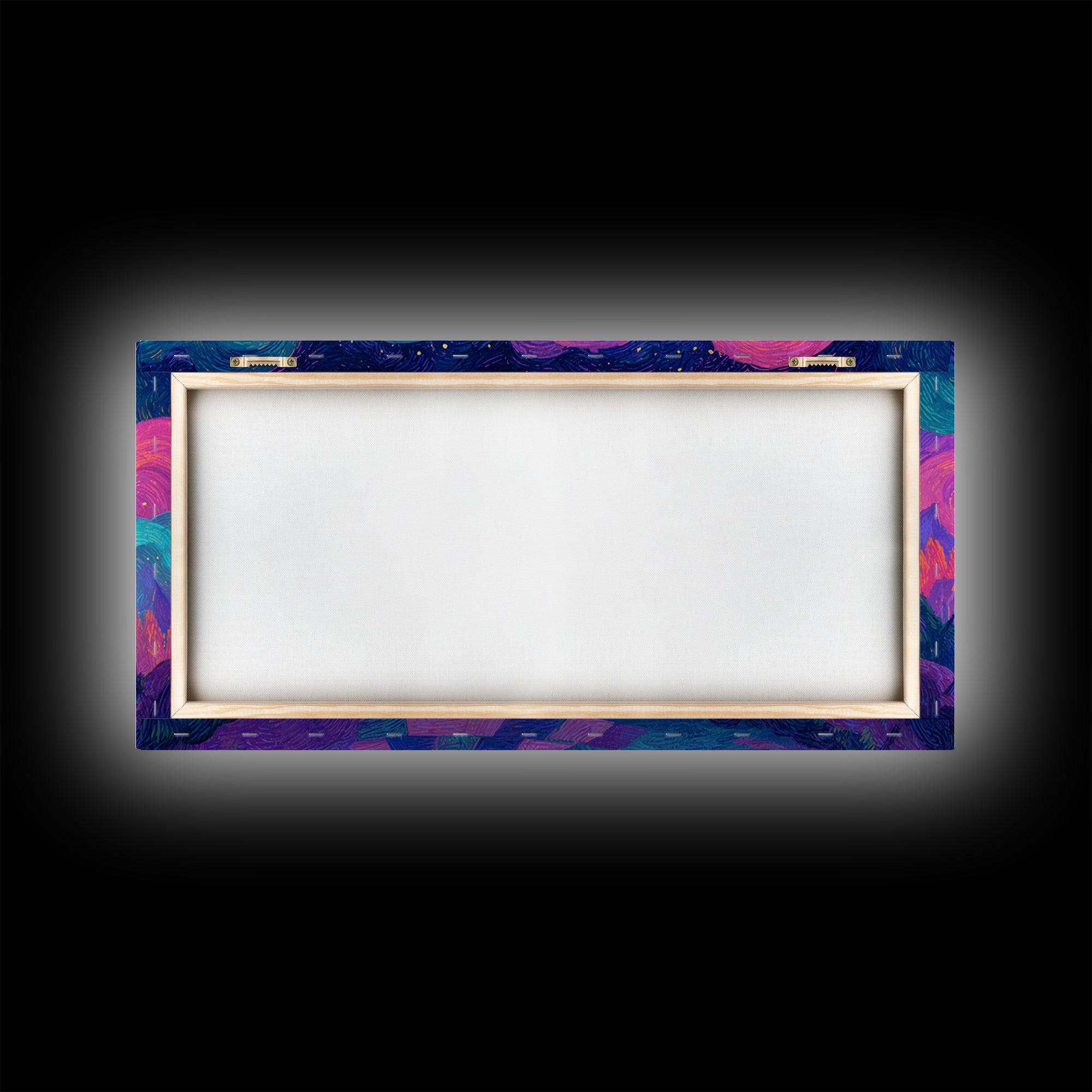 The Friendly Haunted Hayride, 80s Halloween Wall Art, Wide Panoramic Art, Canvas Print, Retro Halloween Decor, Neon Wall Art