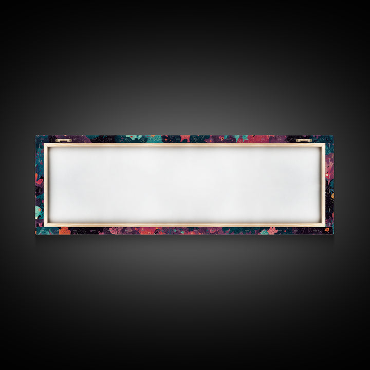 October'S Birthday Party, Vaporwave Halloween Decor, Extra Wide Wall Art, Canvas Print, Retro Halloween Decor, Neon Wall Art