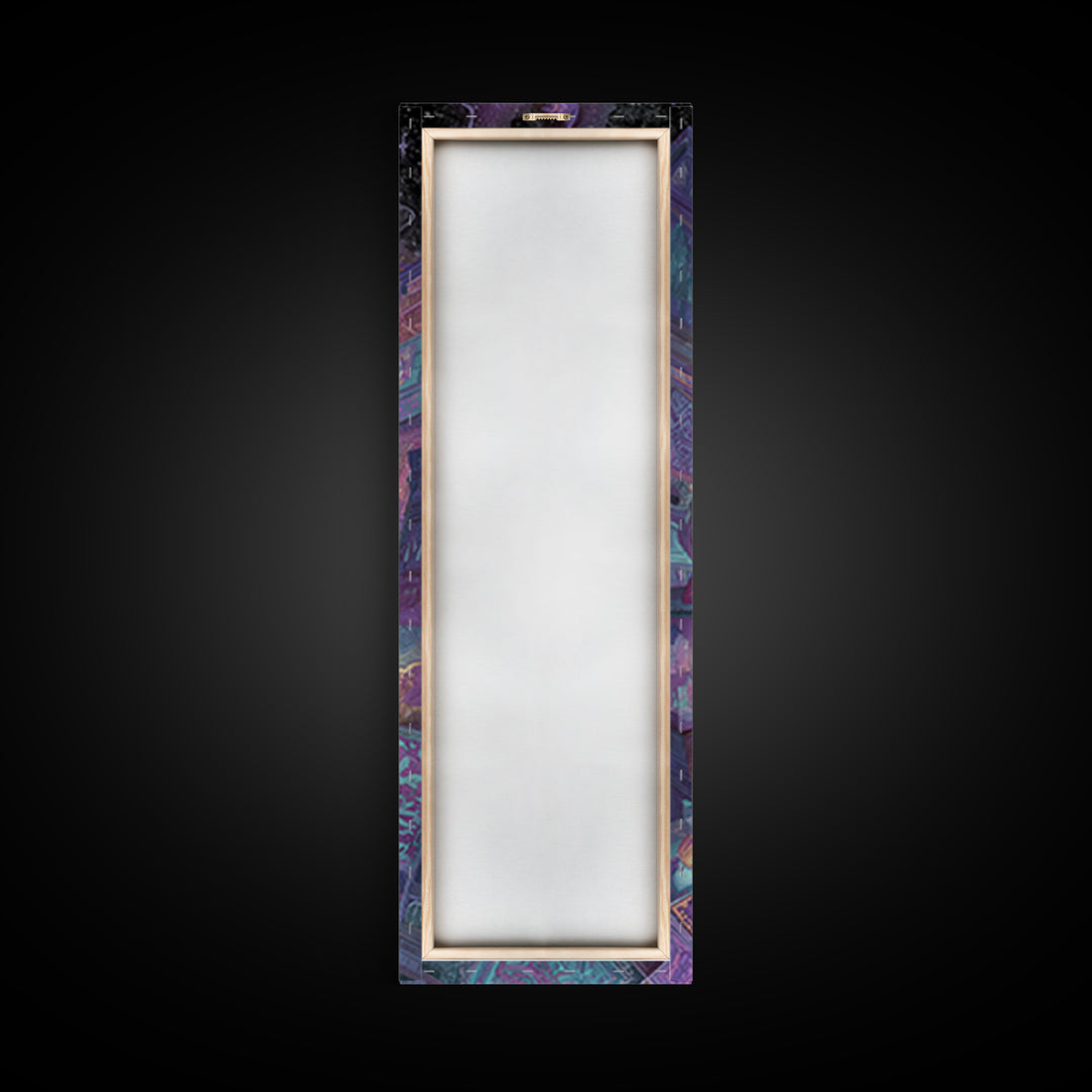 The Crawler Beneath The Floor Of Stars, Vaporwave Halloween Decor, Tall Narrow Wall Art, Framed Canvas Print, Retro Halloween Decor