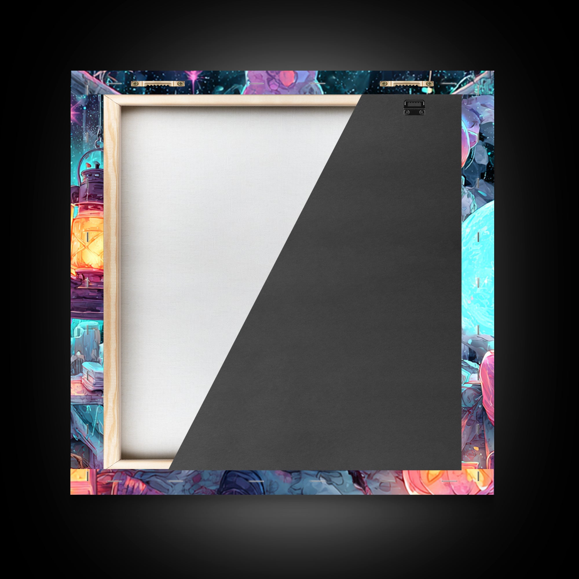 The Child Who Caught A Moon-Spawn, Vaporwave Halloween Decor, Square Wall Art, Canvas Print, Retro Halloween Decor, Neon Wall Art
