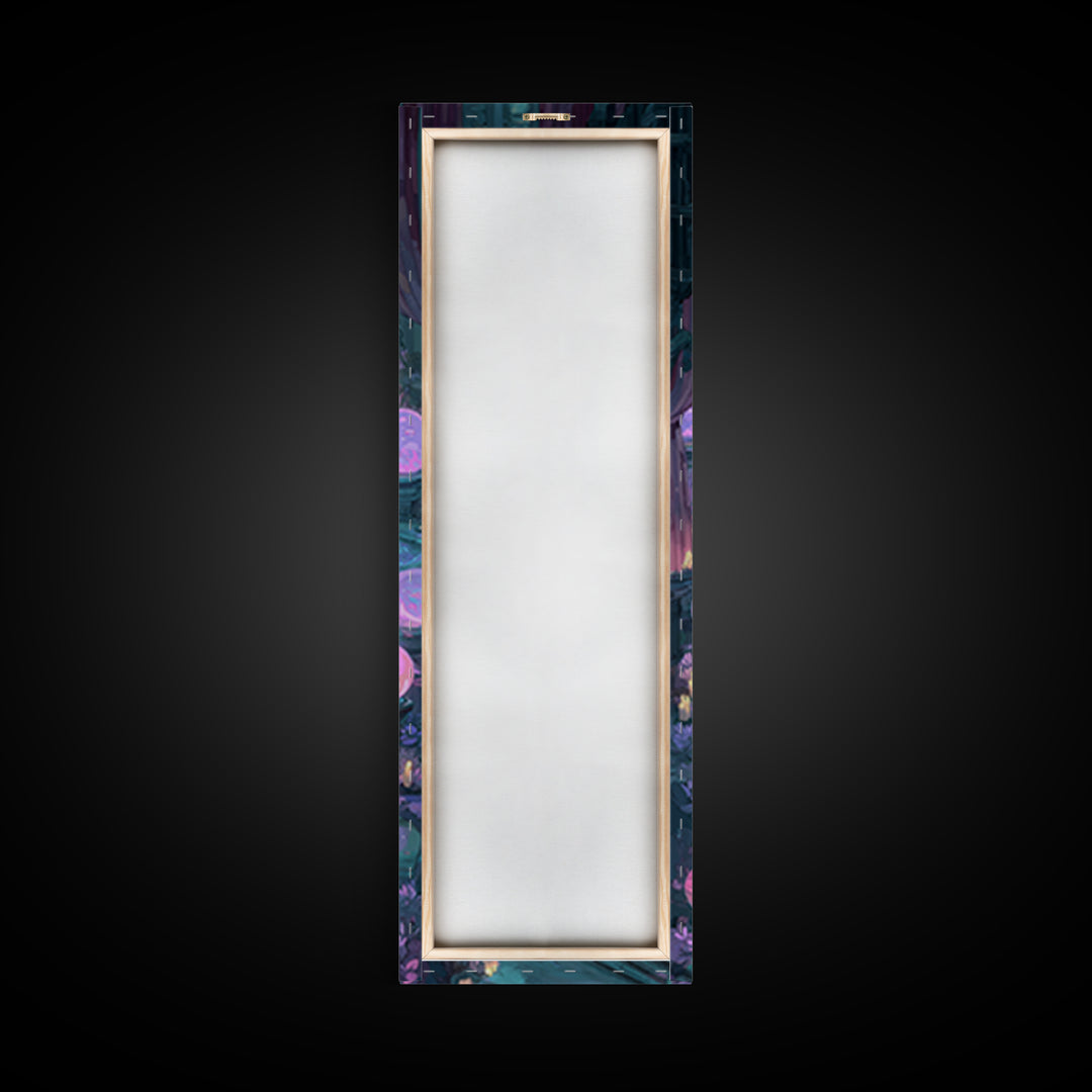 The Oracle Of The Glass Depths, Synthwave Halloween Art, Tall Narrow Wall Art, Canvas Print, Retro Halloween Decor, Neon Wall Art