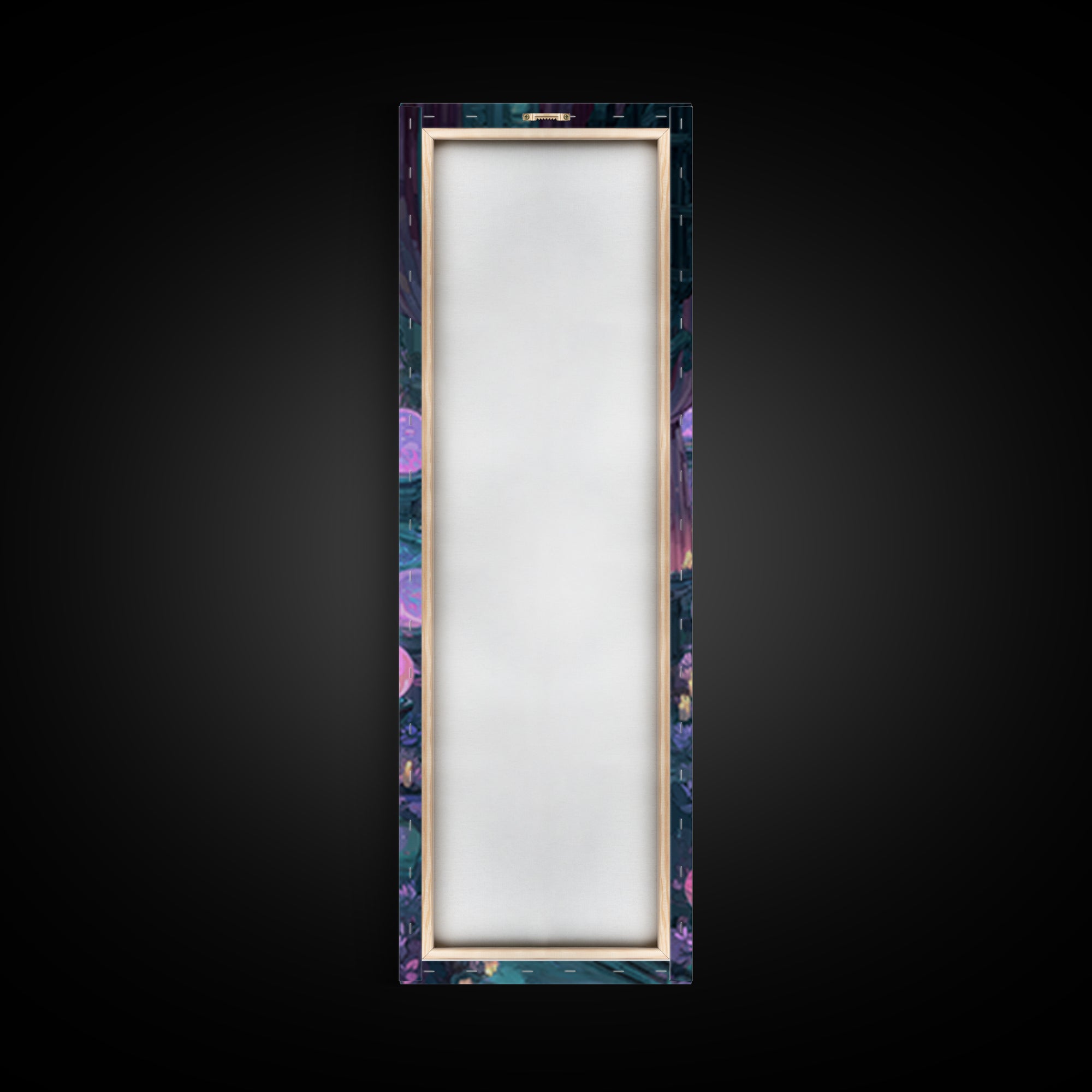 The Oracle Of The Glass Depths, Synthwave Halloween Art, Tall Narrow Wall Art, Canvas Print, Retro Halloween Decor, Neon Wall Art
