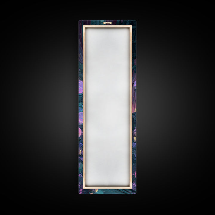 The Oracle Of The Glass Depths, Synthwave Halloween Art, Tall Narrow Wall Art, Canvas Print, Retro Halloween Decor, Neon Wall Art
