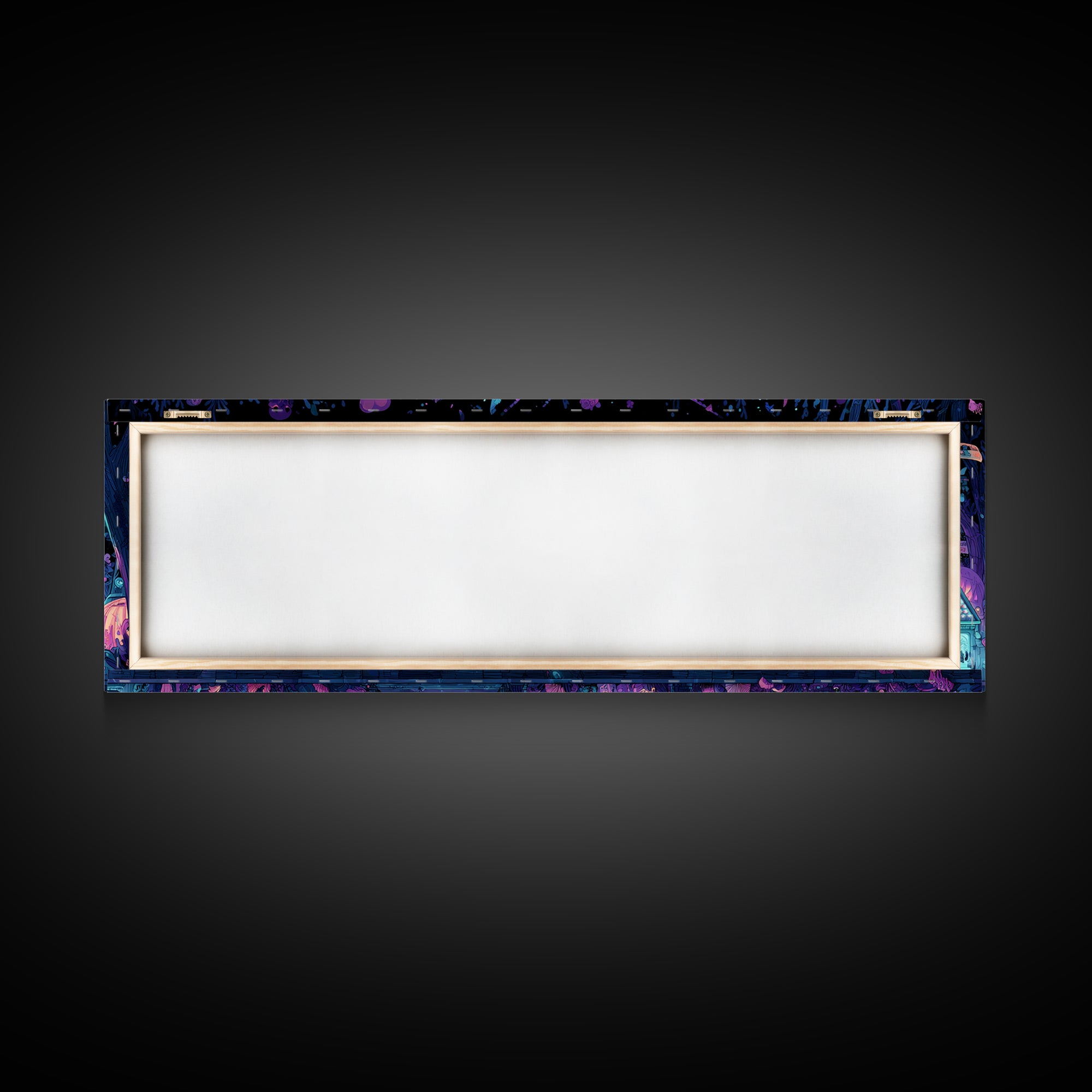 The Festival Of The Little Old Ones, Vaporwave Halloween Decor, Extra Wide Wall Art, Framed Canvas Print, Retro Halloween Decor