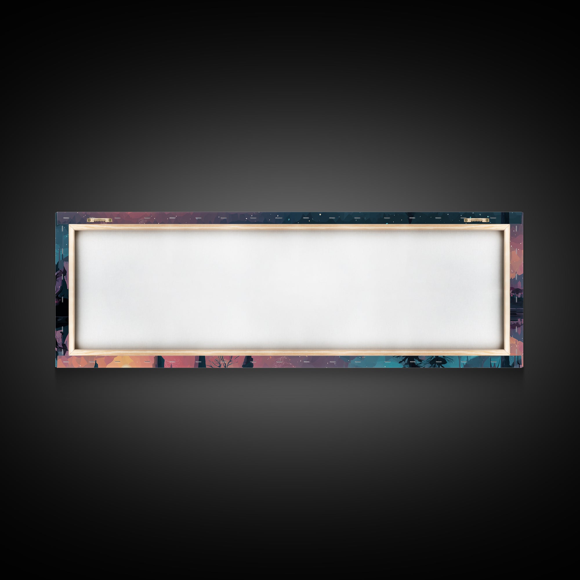 The Mirror Lake Of Lost Constellations, Cosmic Synthwave Horror, Extra Wide Wall Art, Framed Canvas Print, Retro Halloween Decor