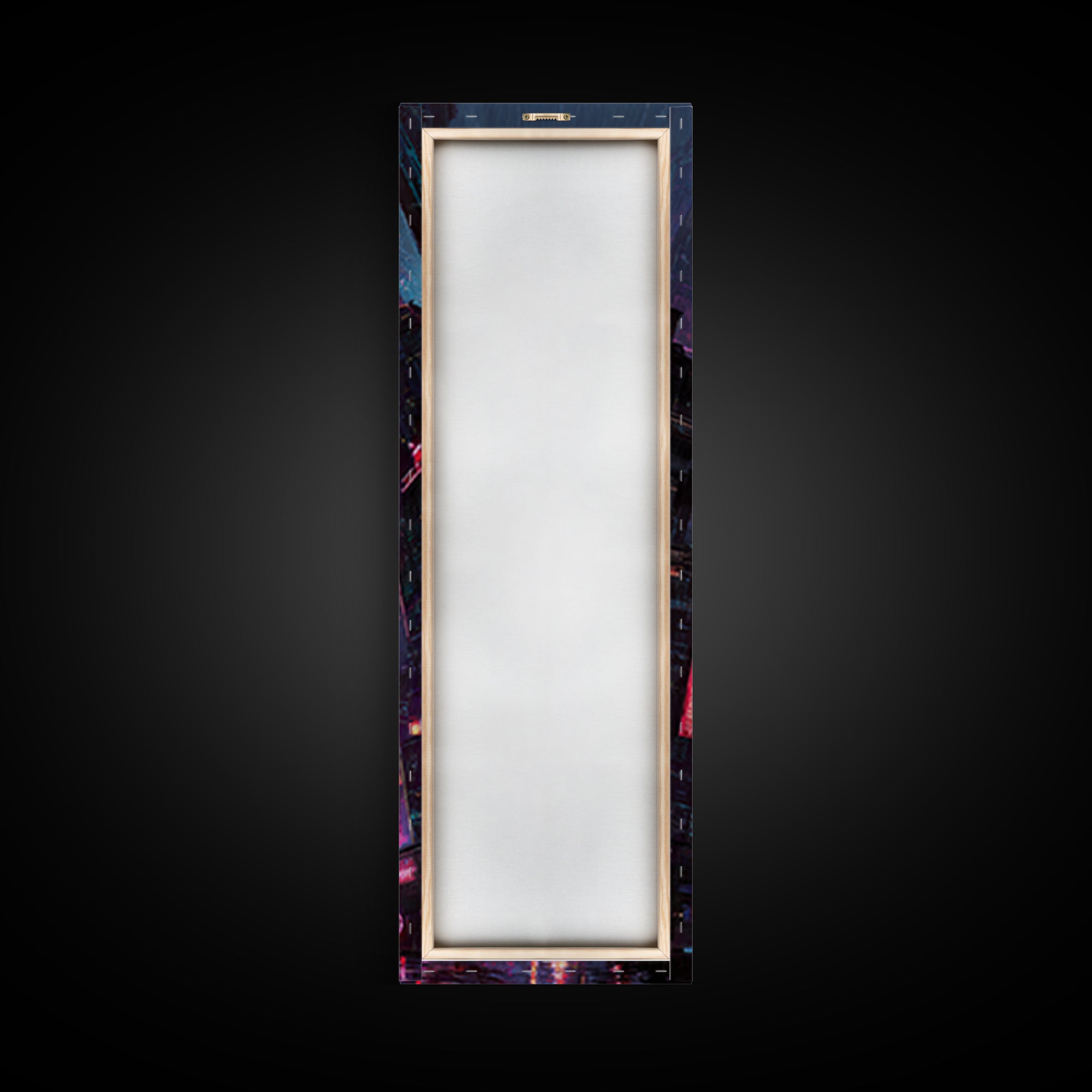 Neon Dragon Wrapped Around Skyscraper Shapes Framed Canvas Print, Cyberpunk Art, Fine Art Print, Living Room Decor, CYB-1x3-74