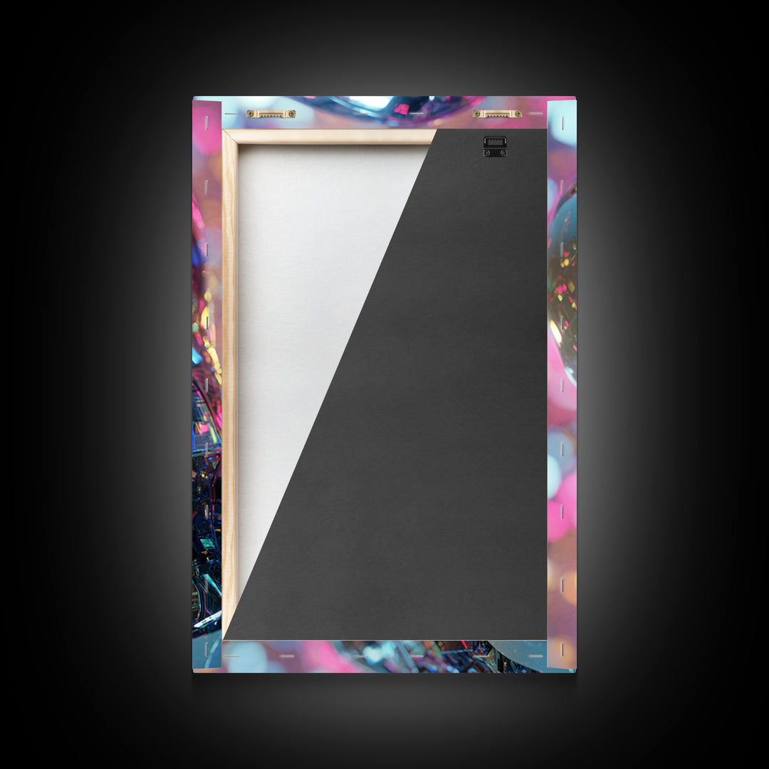 Ai Mask Portrait Framed Canvas Print, Cyberpunk Art, Fantasy Art, Living Room Decor, Oil Painting, Neon, Minimalist Decor, CYB-2x3-8