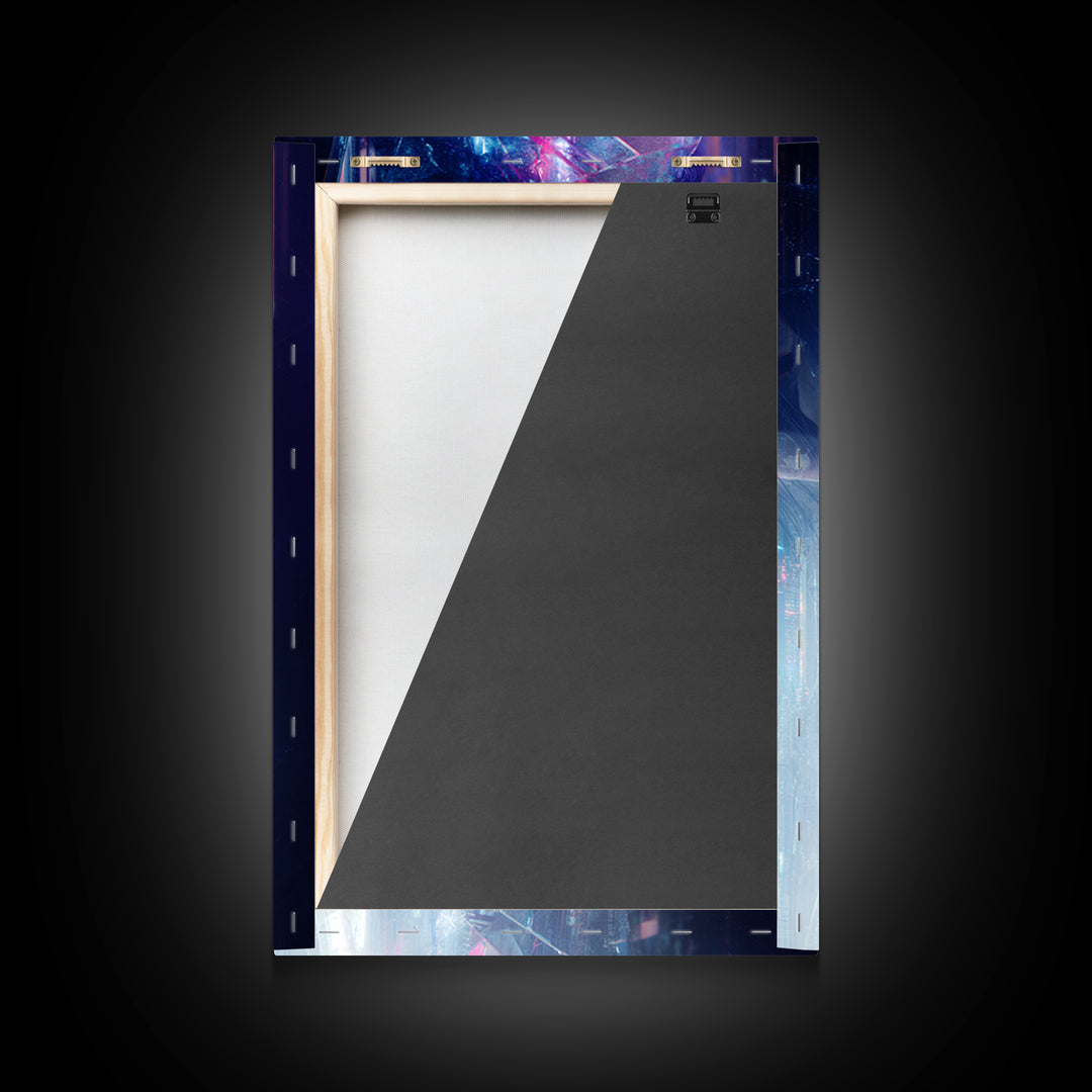 Ai Mask Portrait Framed Canvas Print, Cyberpunk Art, Digital Wall Art, Living Room Decor, Fine Art, Neon, Man Cave Decor, CYB-2x3-80