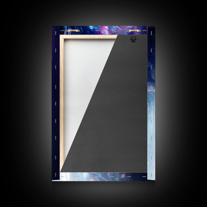 Ai Mask Portrait Framed Canvas Print, Cyberpunk Art, Digital Wall Art, Living Room Decor, Fine Art, Neon, Man Cave Decor, CYB-2x3-80