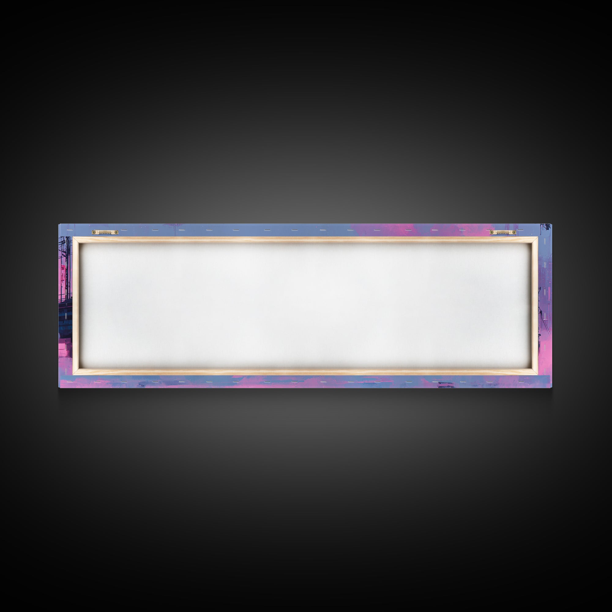City Train Rushing Through Pink Electric Haze Framed Canvas Print, Cyberpunk Art, Japanese Art, Living Room Decor, CYB-3x1-5