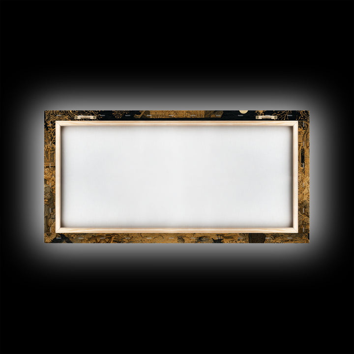The Mummy Pharaoh, Northern Renaissance Horror, Wide Panoramic Art, Dark Fantasy Wall Art, Framed Canvas Print, Halloween Wall Art