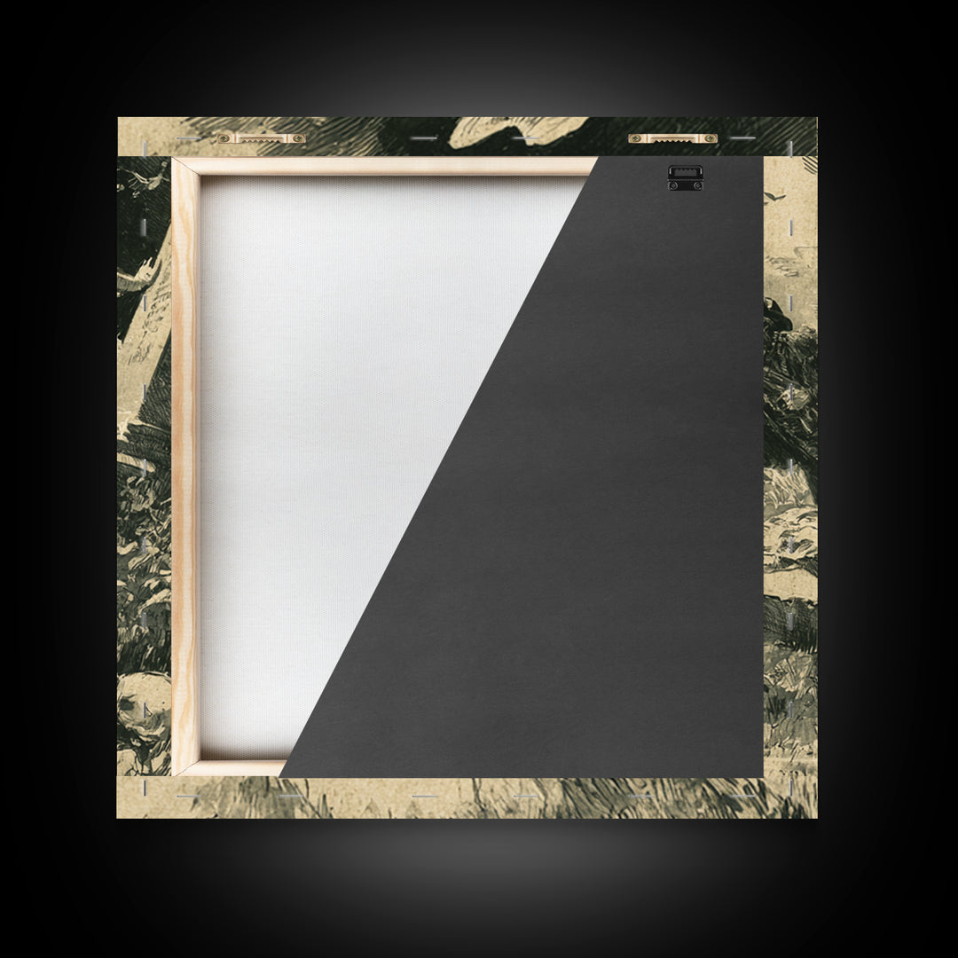 The Graveyard Ghost, Decadent Gothic Art, Square Wall Art, Dark Halloween Decor, Framed Canvas Print, Halloween Wall Art