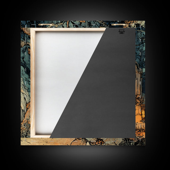 The Graveyard Ghost, Gothic Storybook Art, Square Wall Art, Dark Fantasy Wall Art, Canvas Print, Halloween Wall Art