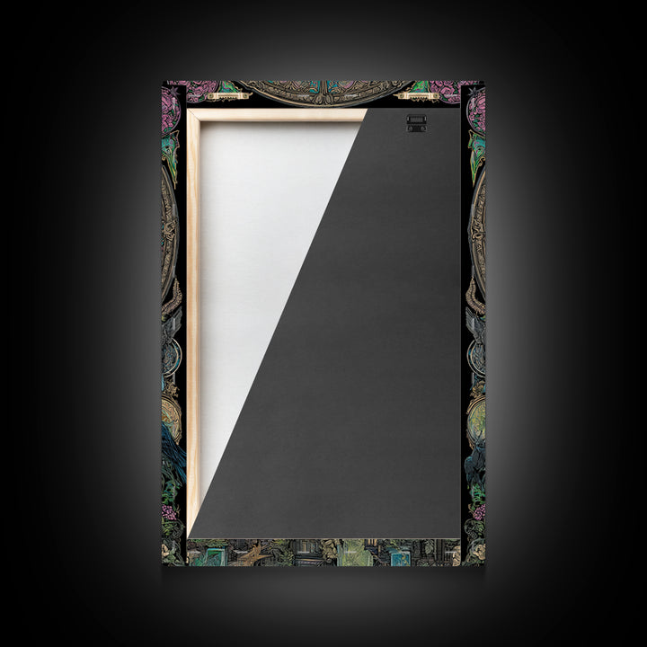 The Plague Doctor, Stained Glass Gothic Art, Vertical Wall Art, Gothic Horror Wall Art, Framed Canvas Print, Halloween Wall Art