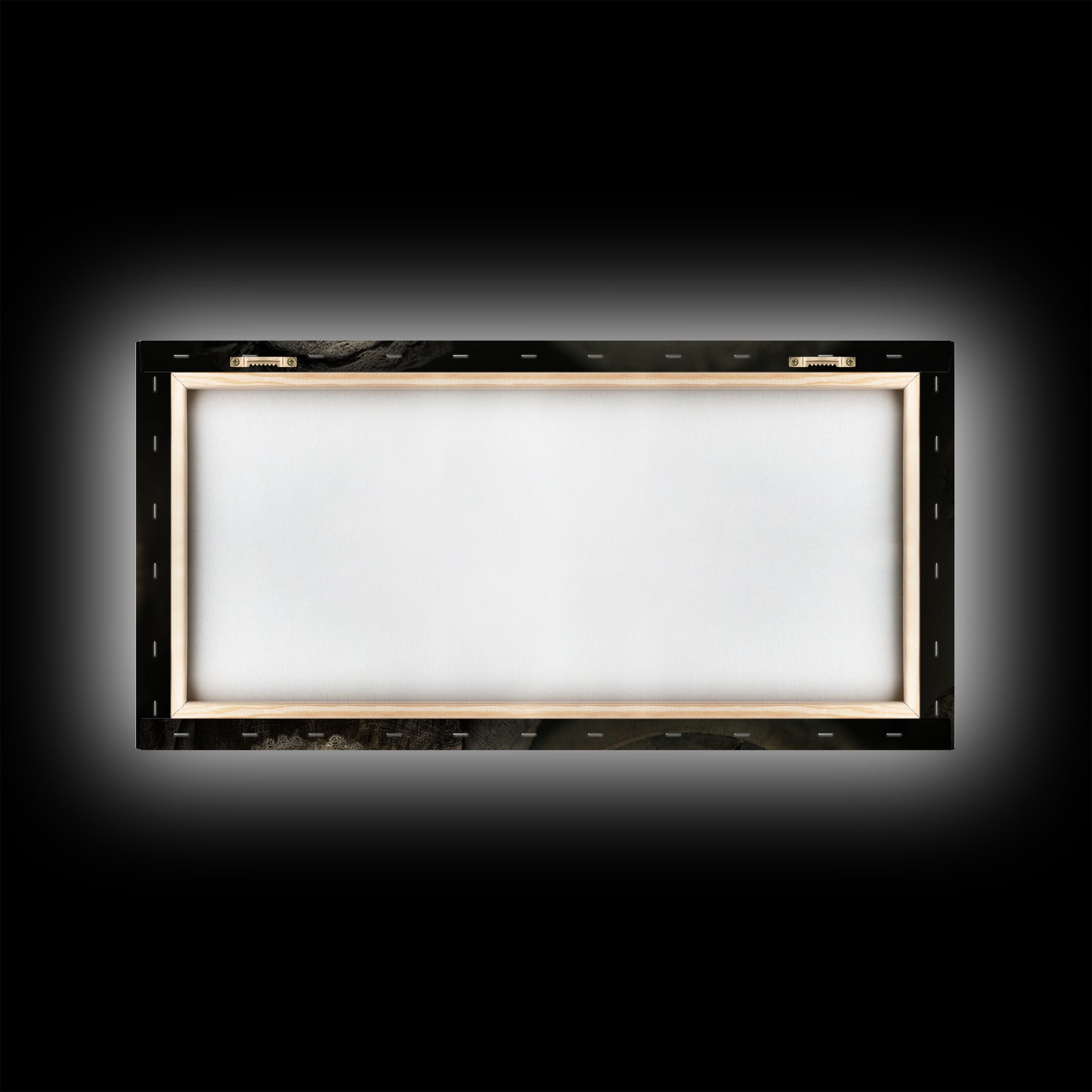 The Haunted Porcelain Doll, Northern Renaissance Horror, Wide Panoramic Art, Dark Halloween Decor, Framed Canvas Print