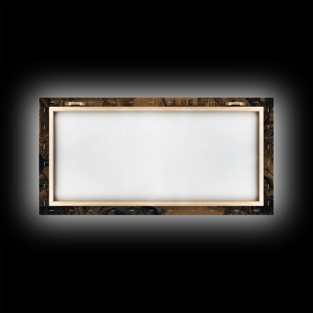 The Tattered Wraith, Northern Renaissance Horror, Wide Panoramic Art, Macabre Wall Art, Framed Canvas Print, Halloween Wall Art
