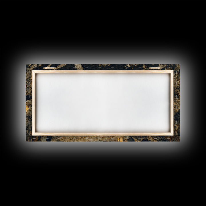 The Bone Queen, Northern Renaissance Horror, Wide Panoramic Art, Gothic Horror Wall Art, Framed Canvas Print, Halloween Wall Art
