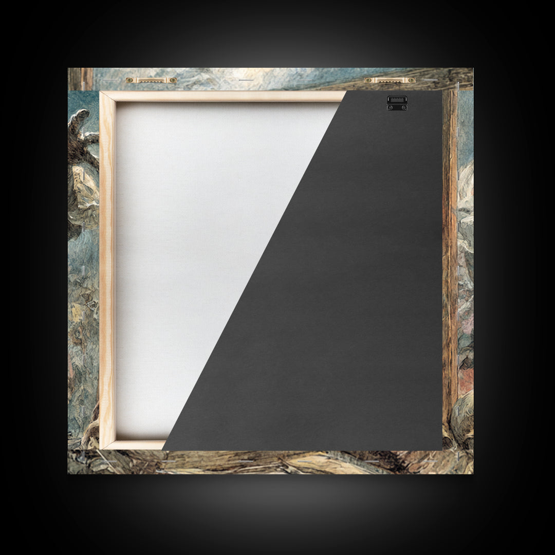 The Mirror Spirit, Grotesque Carnival Art, Square Wall Art, Dark Fantasy Wall Art, Framed Canvas Print, Halloween Wall Art