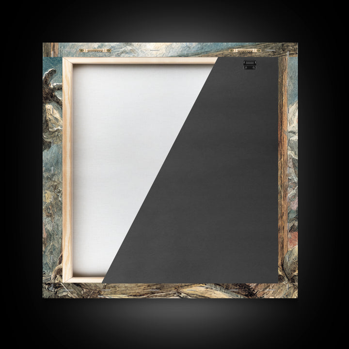 The Mirror Spirit, Grotesque Carnival Art, Square Wall Art, Dark Fantasy Wall Art, Framed Canvas Print, Halloween Wall Art