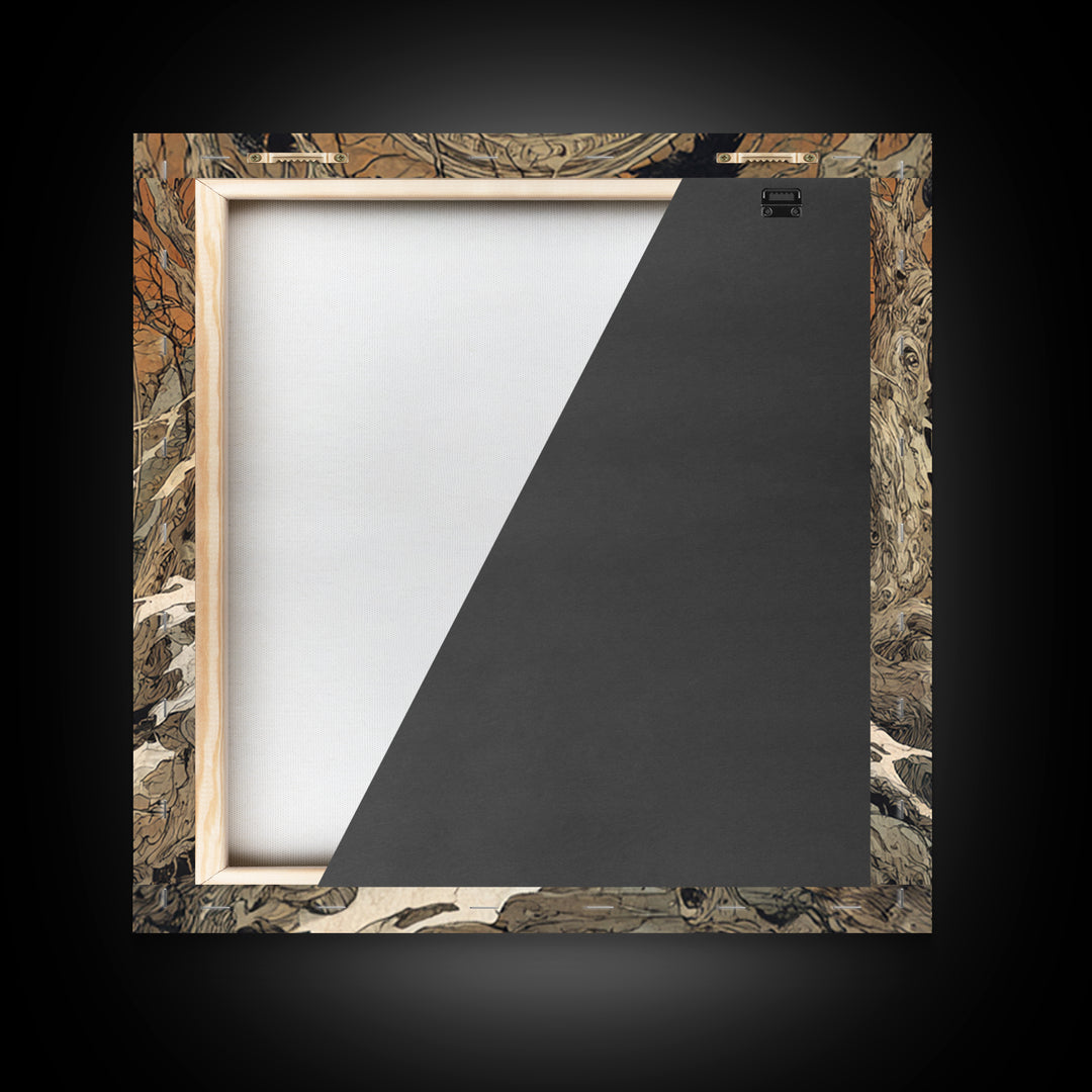 The Mirror Spirit, Gothic Storybook Art, Square Wall Art, Dark Halloween Decor, Canvas Print, Halloween Wall Art, Statement Wall Art