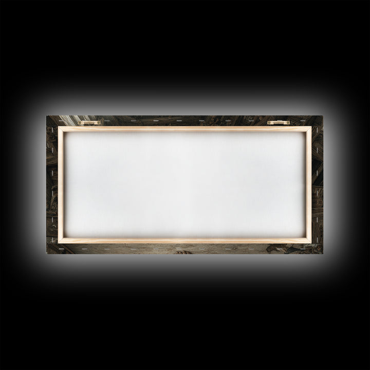 The Attic Whisperer, Northern Renaissance Horror, Wide Panoramic Art, Dark Fantasy Wall Art, Framed Canvas Print
