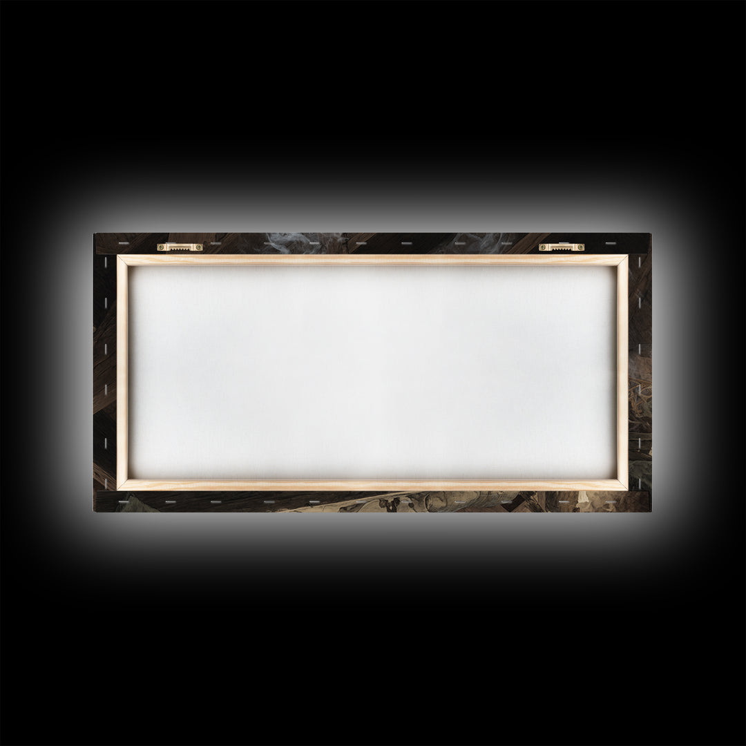 The Attic Whisperer, Visionary Gothic Art, Wide Panoramic Art, Dark Fantasy Wall Art, Framed Canvas Print, Halloween Wall Art